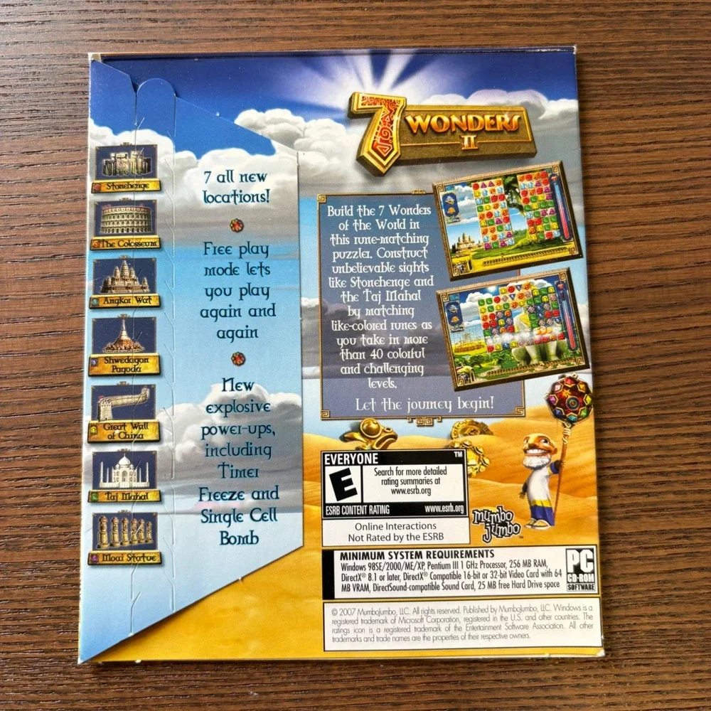 7‎ Wonders II PC CD-ROM Game MumboJumbo Premium Casual Games Puzzle 2007 Windows
